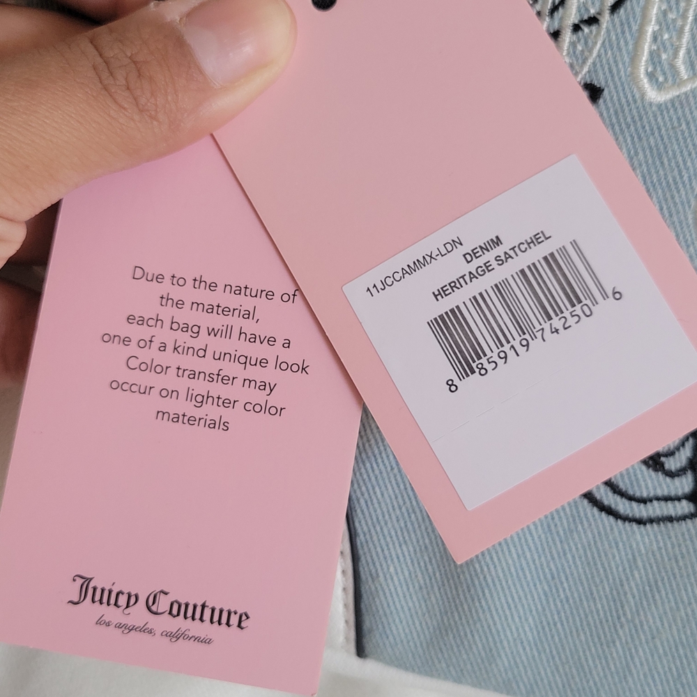 Juicy Couture Denim And White Heritage Satchel/Crossbody Bag - Picture 5 of 13